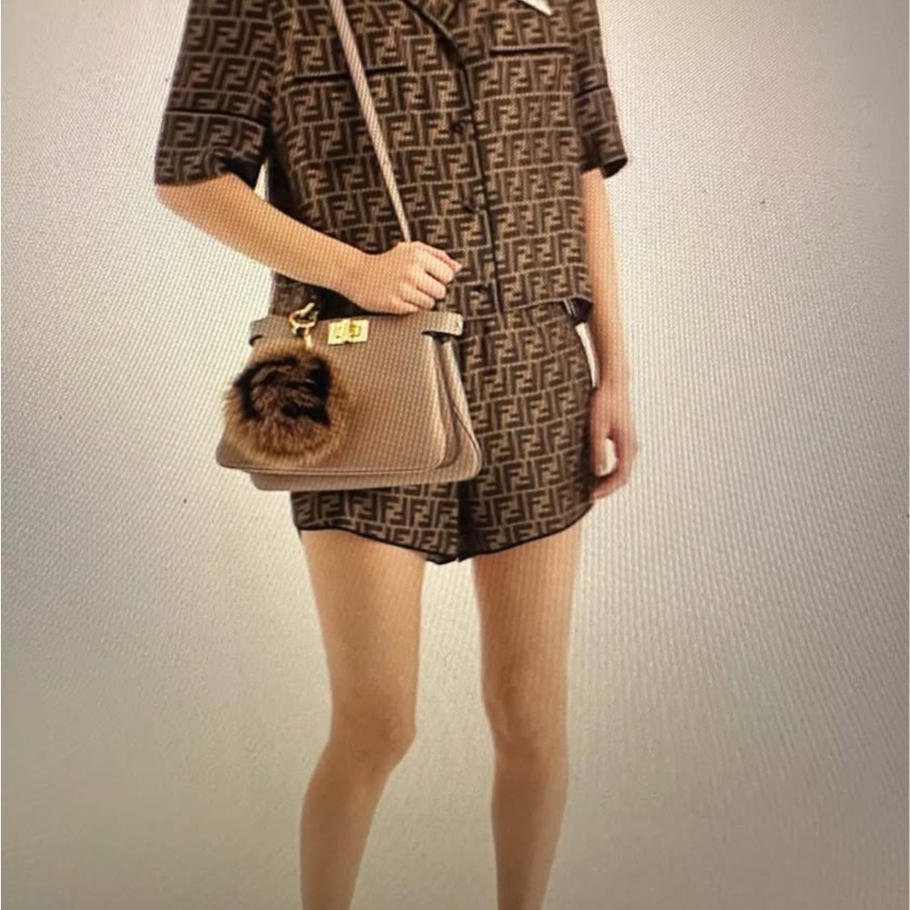 Fendi Tan Monogram Set with Fur Bag
